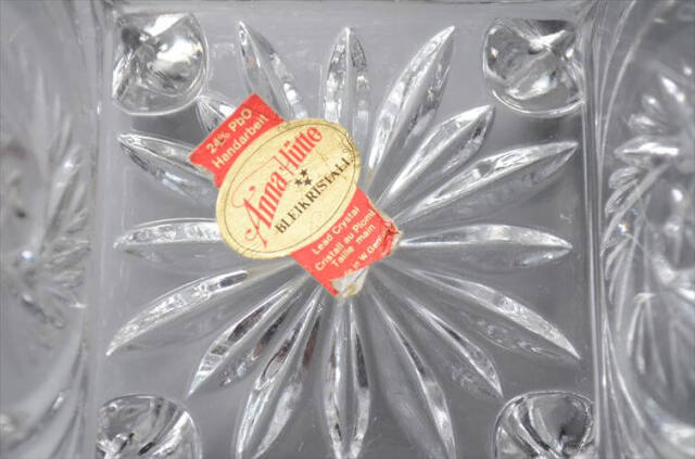 西ドイツ製 Anna Hutte クリスタルガラスの脚付きポット トレー グラス