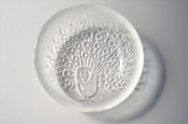 フィンランド製 Humppila 孔雀のガラスボウル 14cm Riikinkukko Peacock クジャク フンピラ 北欧 ヴィンテージ