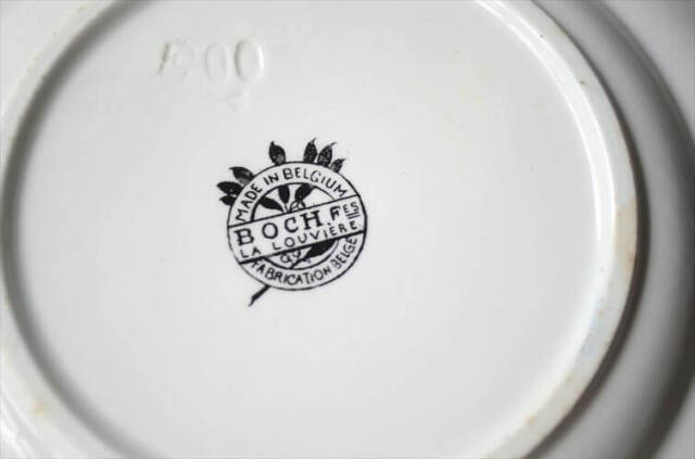 1920～30年代頃 ベルギー製 ヴィンテージ BOCH D.2082 vogel 17.5cm プレート ボッホ お皿 磁器 陶器 アンティーク_250725