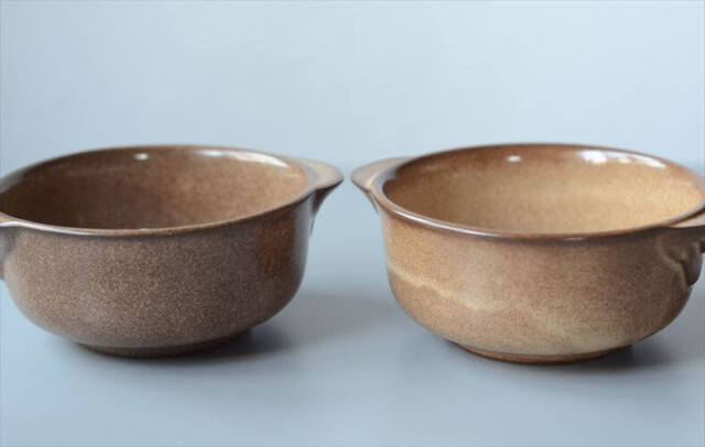 ドイツから 味のあるブラウンのソーサー付 深皿 スープボウル 食器 陶器 ヴィンテージ アンティーク_250805