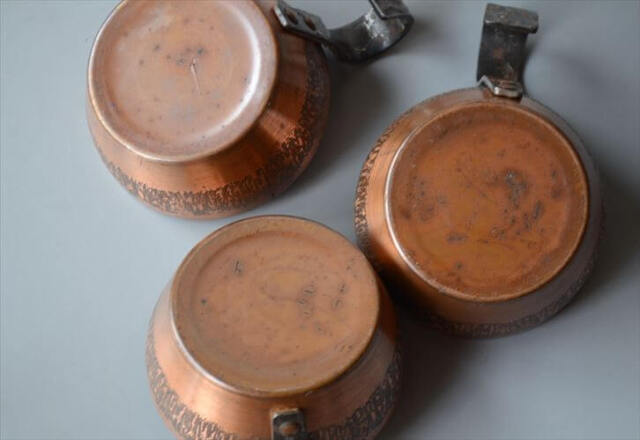 ドイツから グラスカップ クリア×銅ホルダー コパー ガラスカップ ヴィンテージ アンティーク_250826