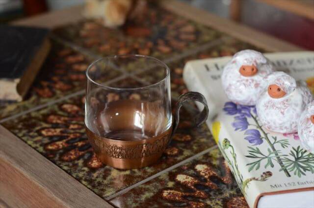 アンティーク ガラスのコップ 森と鹿 （ドイツ） 最新 ドイツ蚤の市