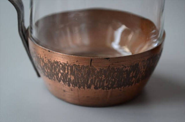 ドイツから グラスカップ クリア×銅ホルダー コパー ガラスカップ