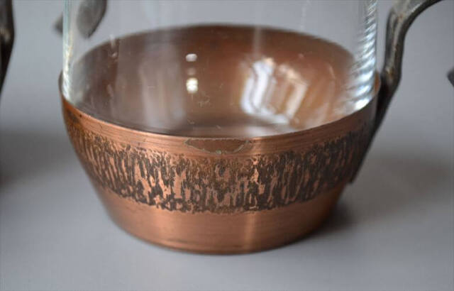 ドイツから グラスカップ クリア×銅ホルダー コパー ガラスカップ