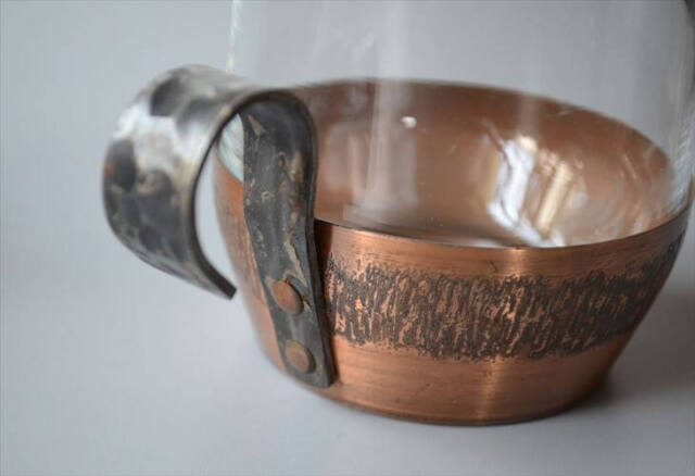 ドイツから グラスカップ クリア×銅ホルダー コパー ガラスカップ