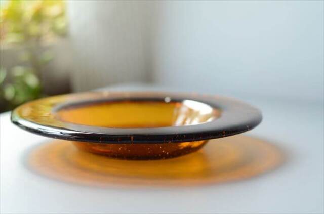 フィンランド製 Humppila Talonpoika アンバーガラス 22.5cm パスタープレート フンピラ タロンポイカ 北欧 ブラウン お皿 ヴィンテージ 