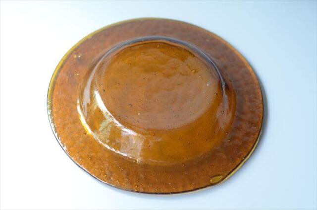 フィンランド製 Humppila Talonpoika アンバーガラス 22.5cm パスタープレート フンピラ タロンポイカ 北欧 ブラウン お皿 ヴィンテージ 