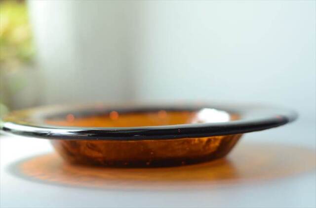 フィンランド製 Humppila Talonpoika アンバーガラス 22.5cm パスタープレート フンピラ タロンポイカ 北欧 ブラウン お皿 ヴィンテージ 