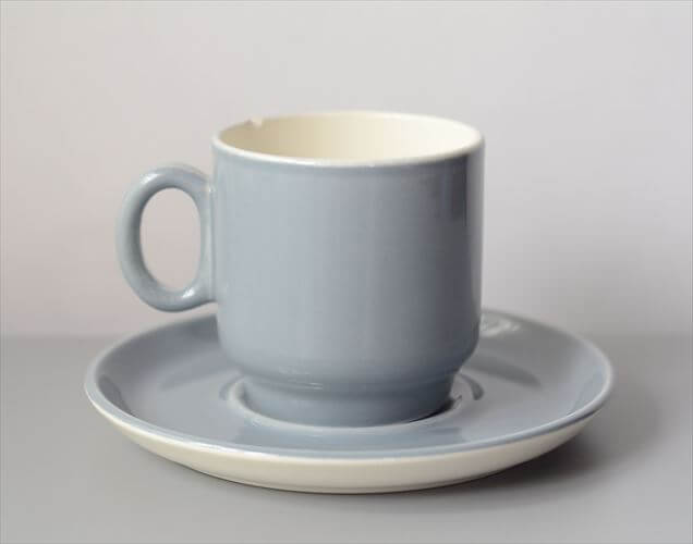 1950～70年代 ベルギー製 BOCH ボッホ Les Pastels グレー カップ&ソーサー 磁器 陶器 アンティーク ヴィンテージ_250904