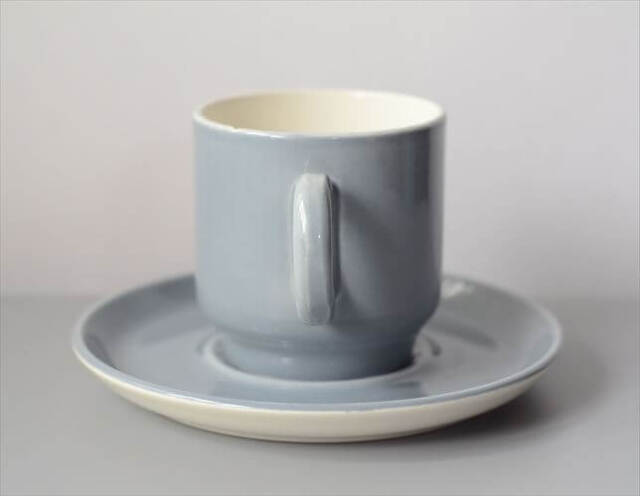 1950～70年代 ベルギー製 BOCH ボッホ Les Pastels グレー カップ&ソーサー 磁器 陶器 アンティーク ヴィンテージ_250904