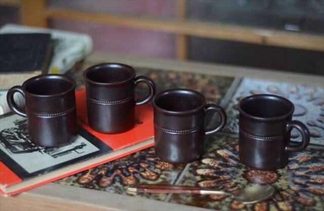 スウェーデン製 HOGANAS KERAMIK デミタスカップ 4個セット ホガナス