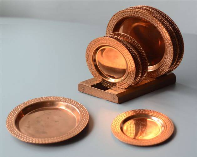 ドイツから 古い純銅 コパー豆皿 8枚とスタンドのセット コッパー ミニ