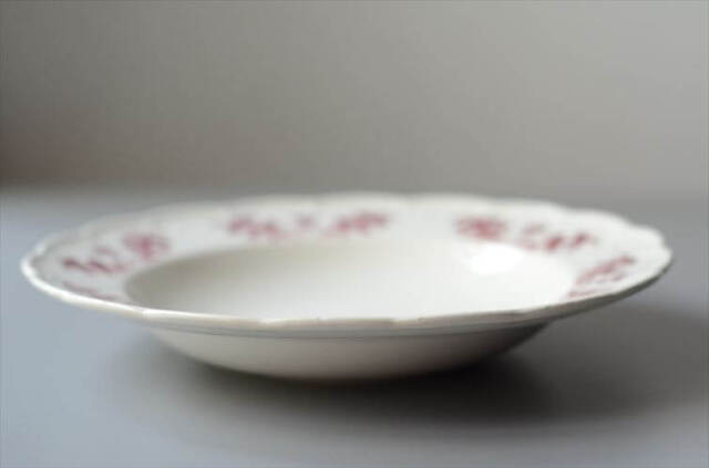 1930-40年代 ベルギー製 BOCH 赤い植物スタンプのスープ パスタ