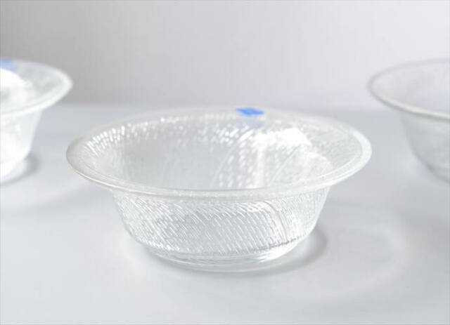 ラベル付! フィンランド製 Nuutajarvi Lastu ガラスボウル φ14cm ヌータヤルヴィ ラッツオ ラスツ 北欧 食器 ヴィンテージ_251020