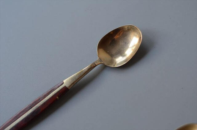 イングランドから ローズウッドx真鍮 カトラリー スプーン フォーク