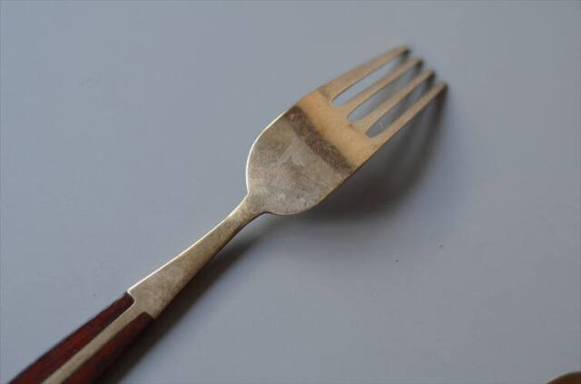 イングランドから ローズウッドx真鍮 カトラリー スプーン フォーク