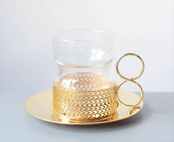 iittala イッタラ Tsaikka ツァイッカ 24Karaatti グラスカップ&ソーサー クリア×ゴールドホルダー ガラス 北欧 _251128