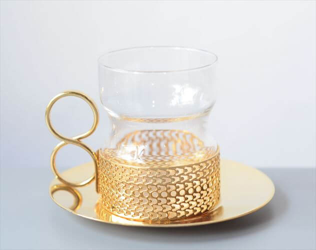 iittala イッタラ Tsaikka ツァイッカ 24Karaatti グラスカップ&ソーサー クリア×ゴールドホルダー ガラス 北欧 _251128