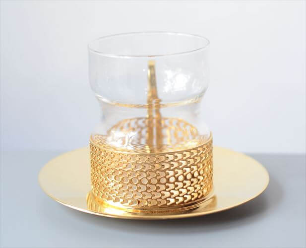 iittala イッタラ Tsaikka ツァイッカ 24Karaatti グラスカップ&ソーサー クリア×ゴールドホルダー ガラス 北欧 _251128