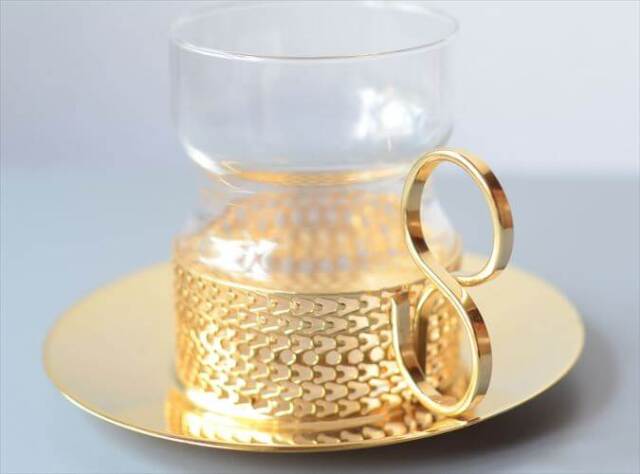 iittala イッタラ Tsaikka ツァイッカ 24Karaatti グラスカップ&ソーサー クリア×ゴールドホルダー ガラス 北欧 _251128
