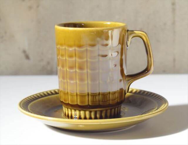 ベルギー製 BOCH Ascot khaki green カップ&ソーサー ヴィンテージ 食器 アンティーク_260107