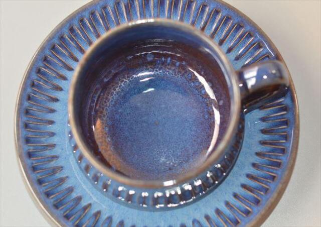 【美品】GEFLE ゲフレ KOSMOS 陶器 　美しいブルーの片手鍋 ゲフレ コスモス ティーカップ&ソーサー 北欧食器 スウェーデン