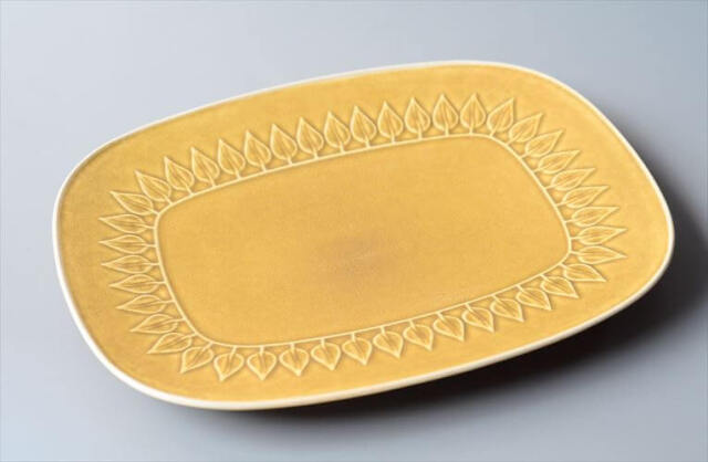 デンマーク Helge og Rie Jacobsen ヴィンテージ 皿 デンマーク製 クイストゴー レリーフ 30cm 角皿 お皿 大皿 relief