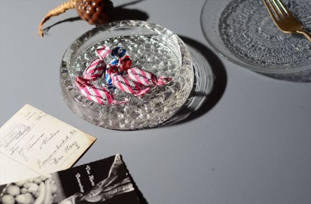 フィンランド製 Iittala Visa アッシュトレー 14cm イッタラ ヴィサ Timo Sarpaneva ガラス皿 トレイ 北欧 ヴィンテージ