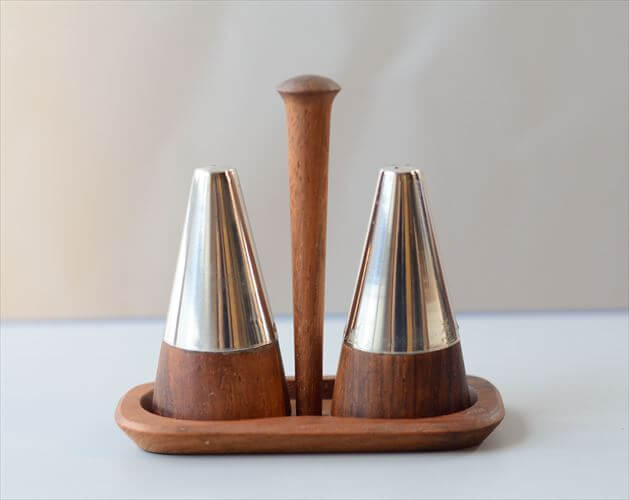 1960年代 デンマーク製 木製 チーク材 S&P ソルト&ペッパー 調味料入れ スパイスポット 北欧 雑貨 ビンテージ_260225