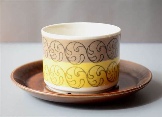 スウェーデン製 Gefle EK カップ＆ソーサー ゲフレ エーク Upsara Ekeby 北欧食器 磁器 陶器 アンティーク_260312