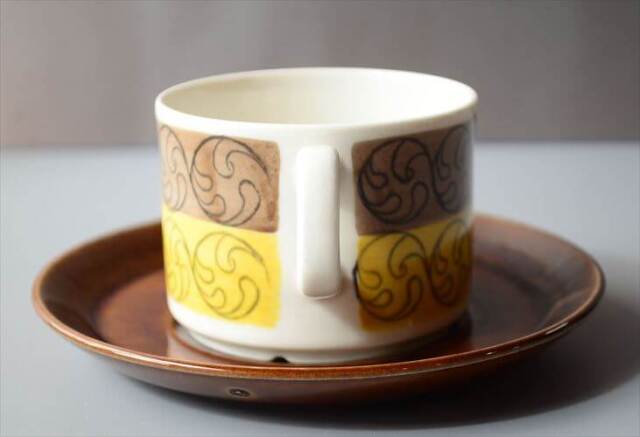 スウェーデン製 Gefle EK カップ＆ソーサー ゲフレ エーク Upsara Ekeby 北欧食器 磁器 陶器 アンティーク_260312