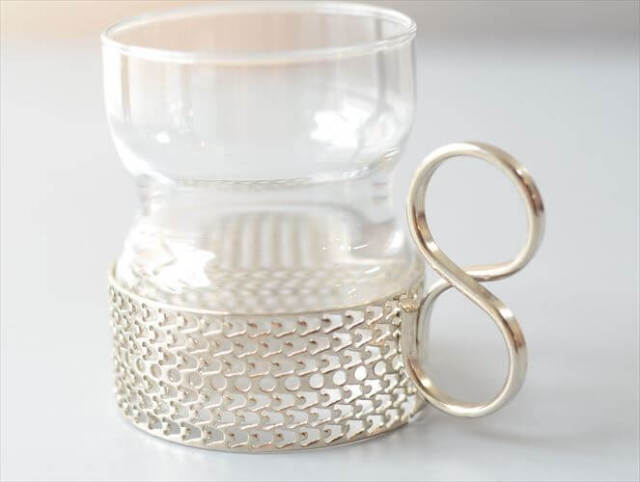 iittala イッタラ Tsaikka ツァイッカ グラスカップ クリア×シルバー ホルダー ガラス 北欧 ヴィンテージ_260522