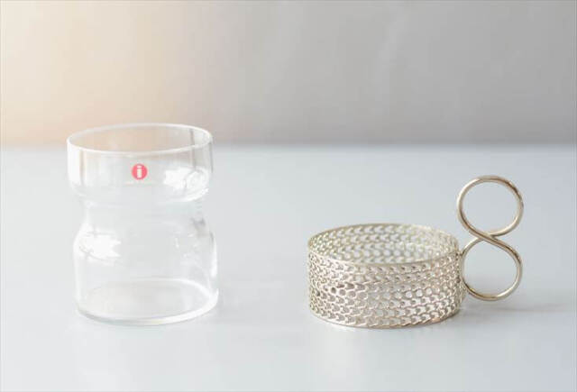 iittala イッタラ Tsaikka ツァイッカ グラスカップ クリア×シルバー ホルダー ガラス 北欧 ヴィンテージ_260522