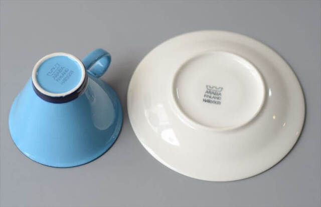 ARABIA アラビア Harlekin Turquoise カップ&ソーサー ハレキン Inkeri Leivo 北欧食器 フィンランド ヴィンテージ_260616
