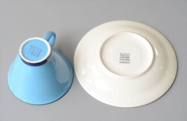 ARABIA アラビア Harlekin Turquoise カップ&ソーサー ハレキン Inkeri Leivo 北欧食器 フィンランド ヴィンテージ_260616