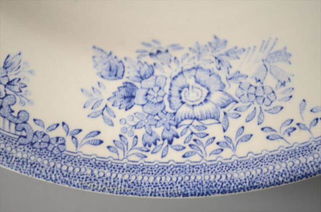 ノルウェー製 Egersund 青い鳥とお花の深皿 22cm スーププレート