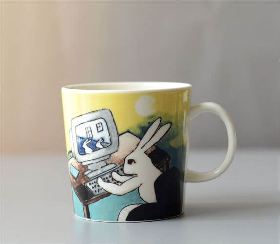 ARABIA Helja Liukko-Sundstrom 2000年 Computer Bunny マグカップ アラビア ヘルヤ PCバニー ウサギ フィンランド 北欧 ヴィンテージ