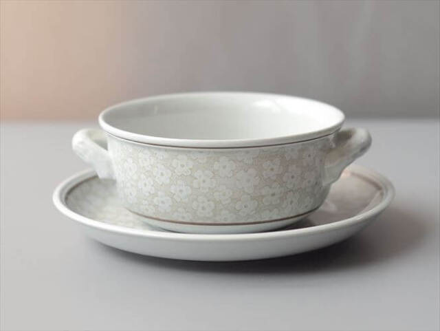 ドイツ製 VILLEROY&BOCH Dalarna 両手付きスープボウル＆ソーサー ビレロイ＆ボッホ ダラーナ 陶器 ヴィンテージ_260915