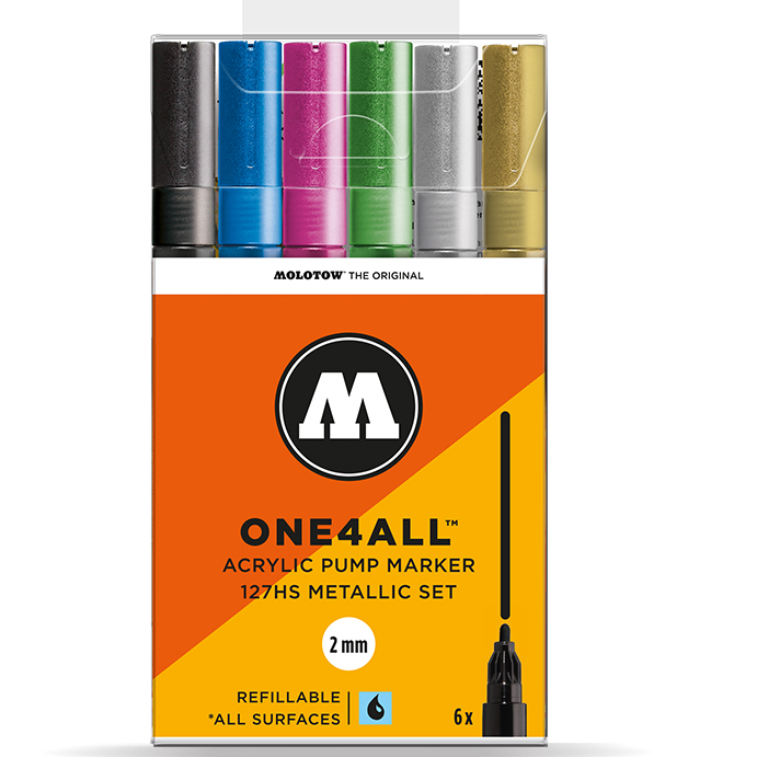 MOLOTOW ONE4ALL 127HS  メタリックセット Pump Marker 6本セット
