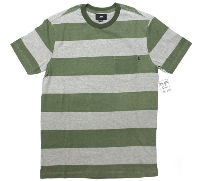 OBEY  ''MACARTHUR'' ボーダー ポケット Tシャツ グリーン