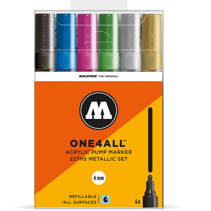 MOLOTOW ONE4ALL 227HS  メタリックセット Pump Marker 6本セット