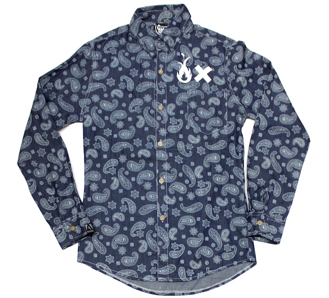 ART SIDE  ペイズリーL/S　シャツ　ネイビー