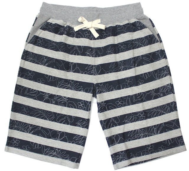 BMS パイルショーツ ネイビーリーフボーダー