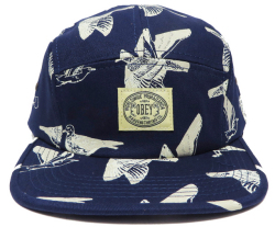 OBEY GULLS 5パネル レザーストラップバック CAP ネイビー
