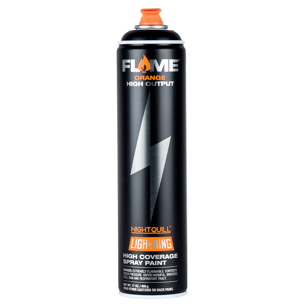 FLAME ORANGE 600ml LIGHTNINGスプレー　THICK BLACK ,ULTRA CHROM 2色展開