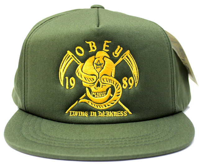 【SALE】 OBEY DARKNESS スナップバック CAP　ダークオリーブ