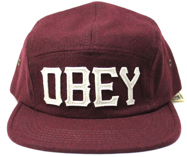 【SALE】 OBEY Stadium 5パネル CAP　ヘザーバーガンディー