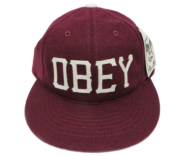 【SALE】 OBEY HANK ストラップバック フェルトワッペン CAP マルーン