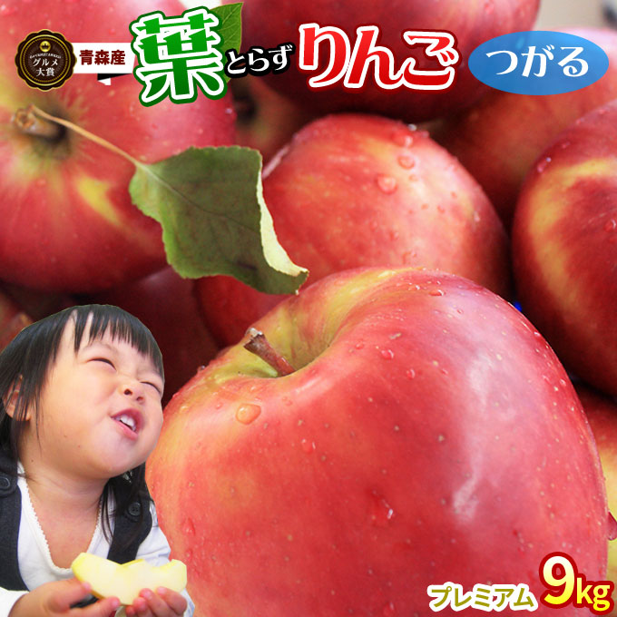 葉っぱの影は甘さのサイン 【葉とらずりんご　つがる9kg　プレミアム】贈答用(28-36玉) 送料無料 本場青森 ゴールド農園から産直新鮮便 リンゴ 林檎 アップル 訳あり 青森 りんご 訳あり [※産地直送のため同梱不可]「GOLD」