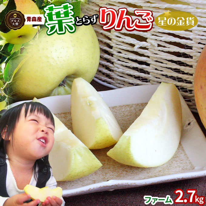 葉っぱの影は甘さのサイン【葉とらずりんご 星の金貨2.7kg ファーム】家庭用 (7-12玉) 本場青森 ゴールド農園 送料無料 りんご リンゴ [※産地直送のため同梱不可]